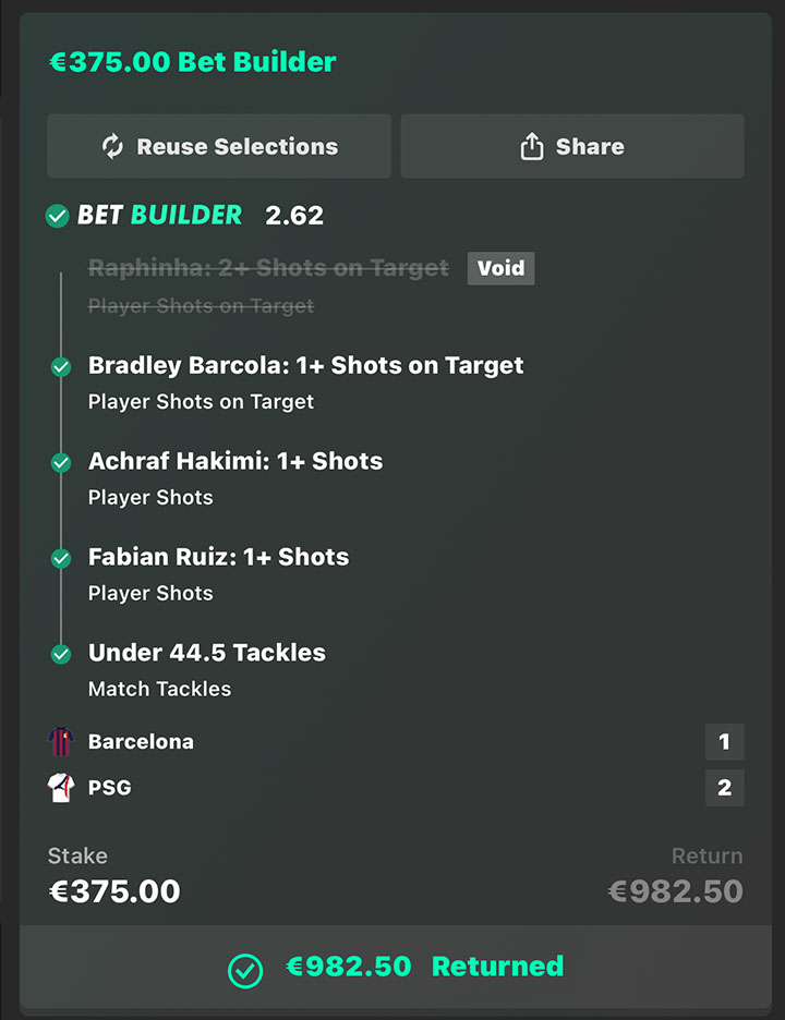 €982.50 RETURNED