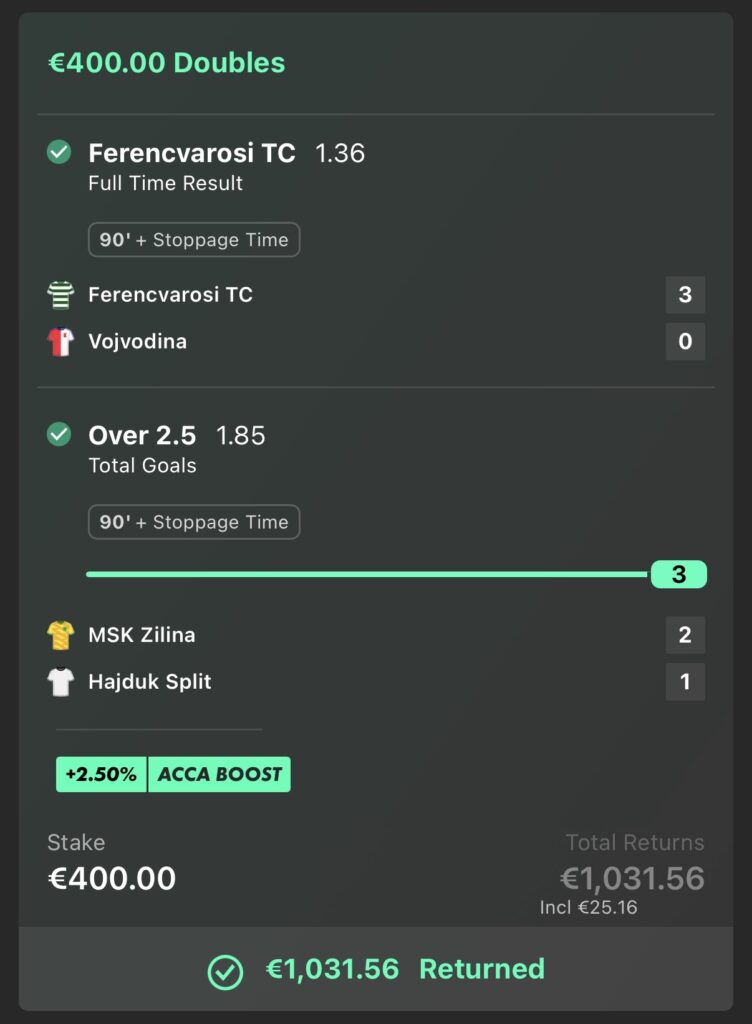 €1,031.56 RETURNED