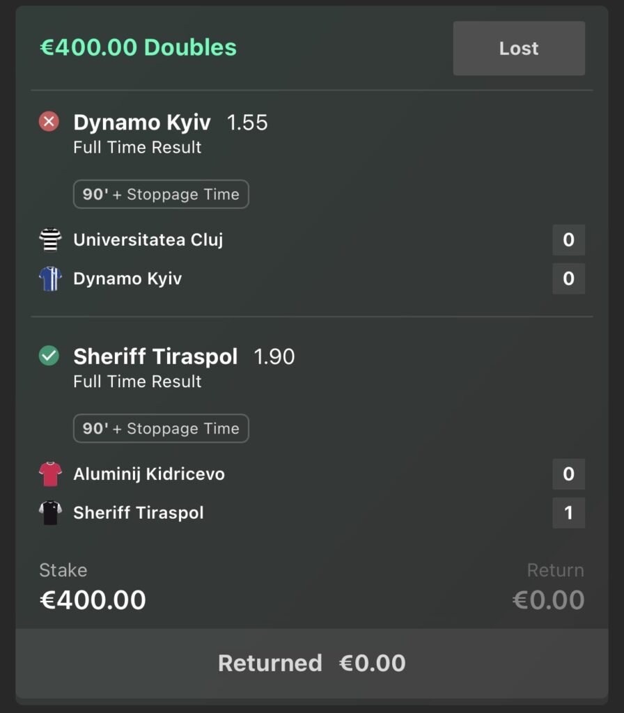 €400.00 LOSS