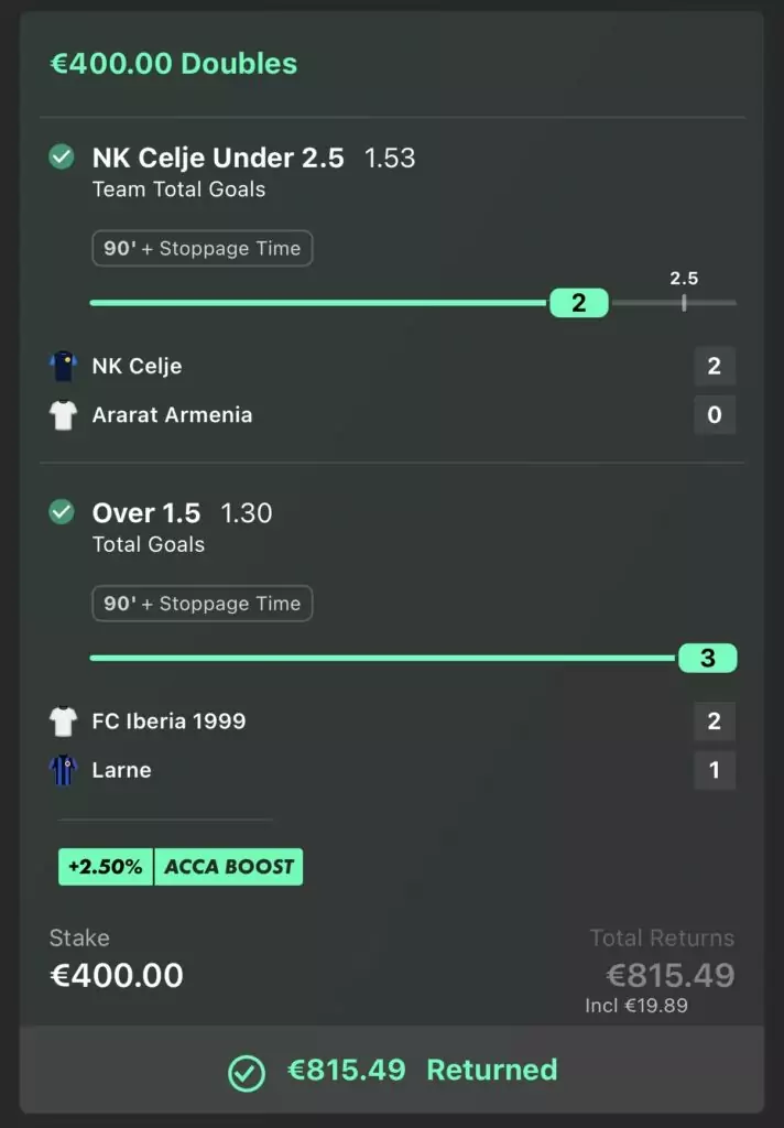 €815.49 RETURNED