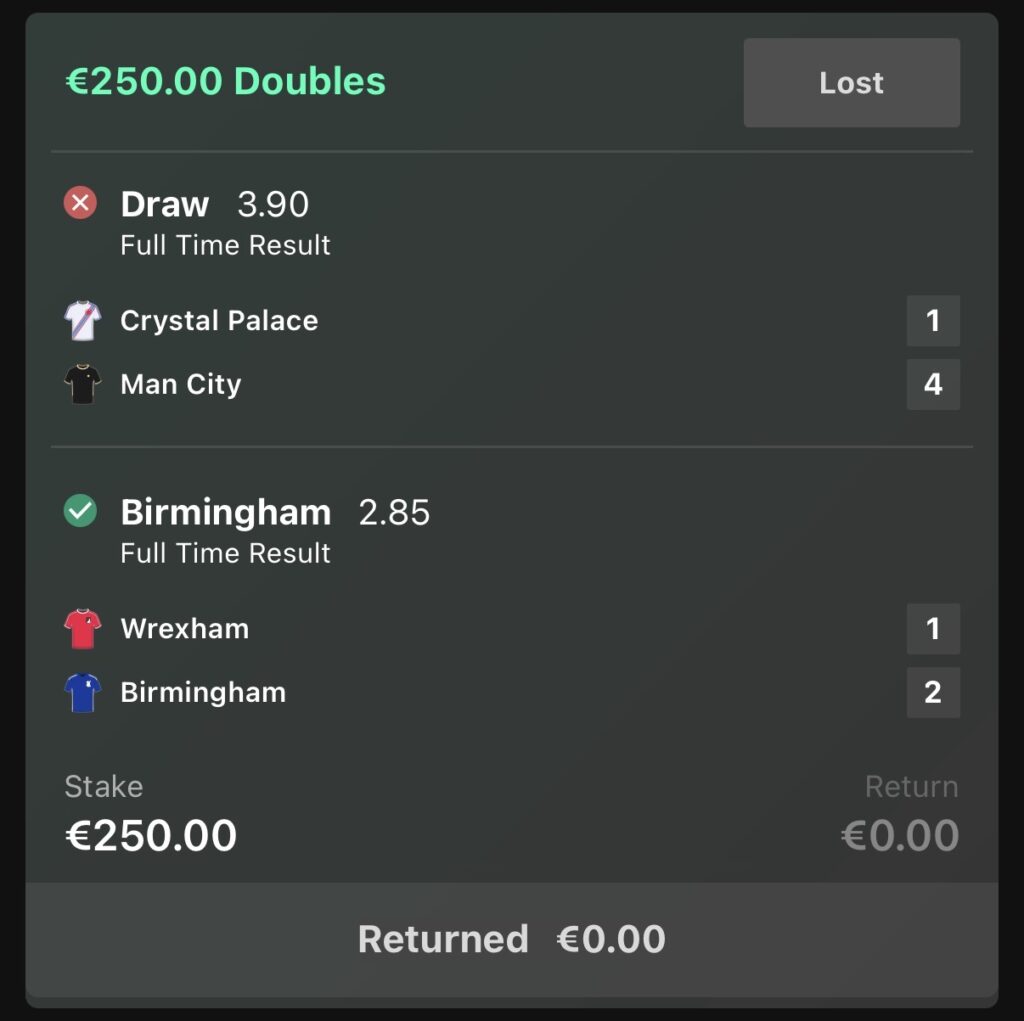 €250.00 LOSS