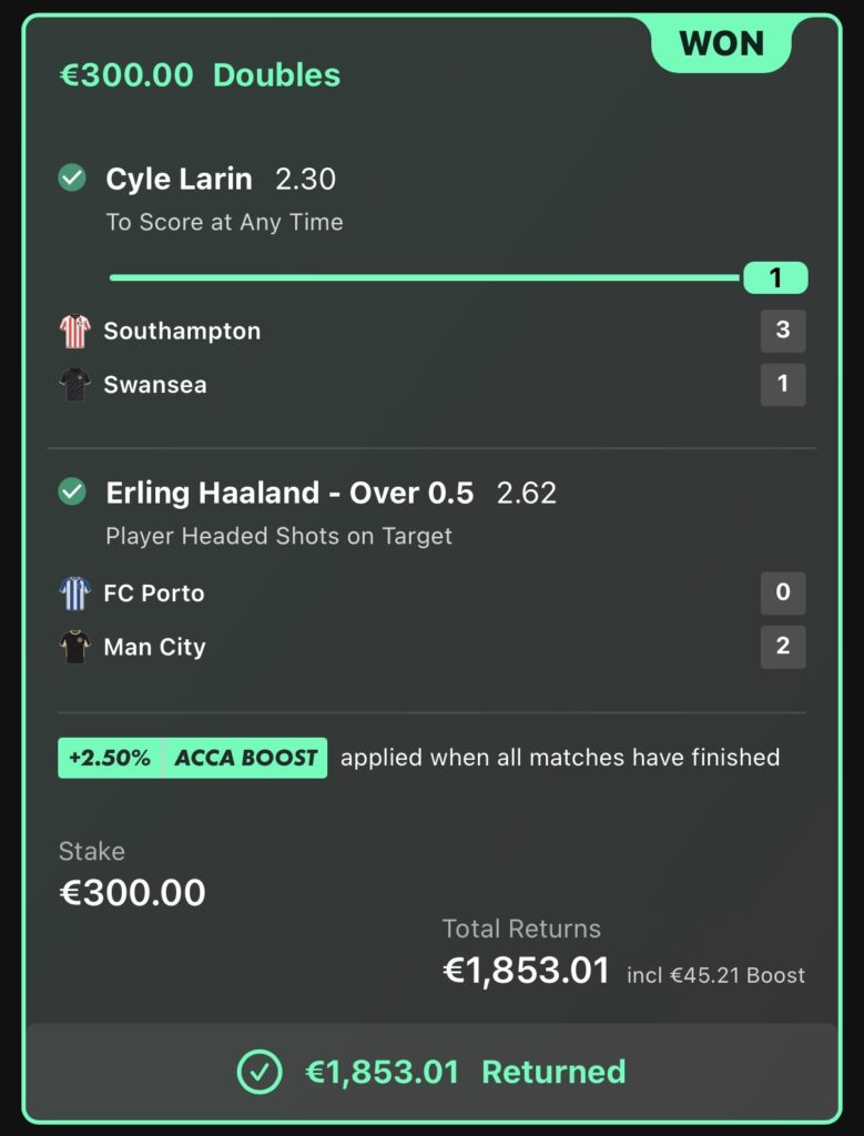 €1,853.01 RETURNED
